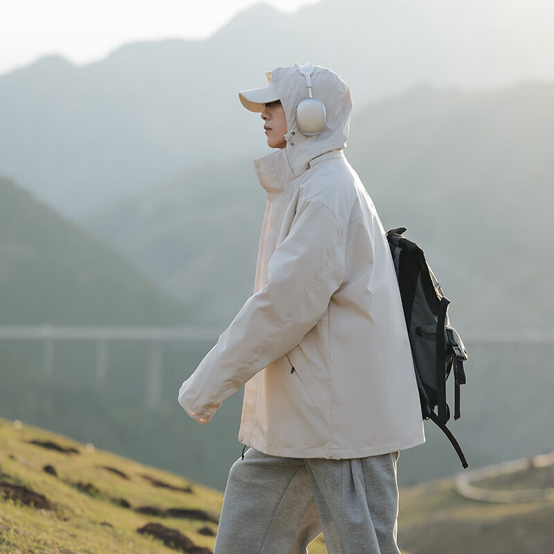 东方骆驼三合一夹克男士冲锋外套春秋户外上衣情侣款宽松休闲山系登山服 军绿 4XL