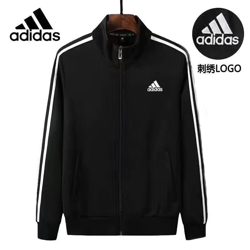 ADIDAS TECHFIT阿迪达斯春秋宽松男女运动三叶草外套立领开衫休闲运动服刺绣外穿 阿迪达斯黑色阿迪外套 S /160米以下70-90斤