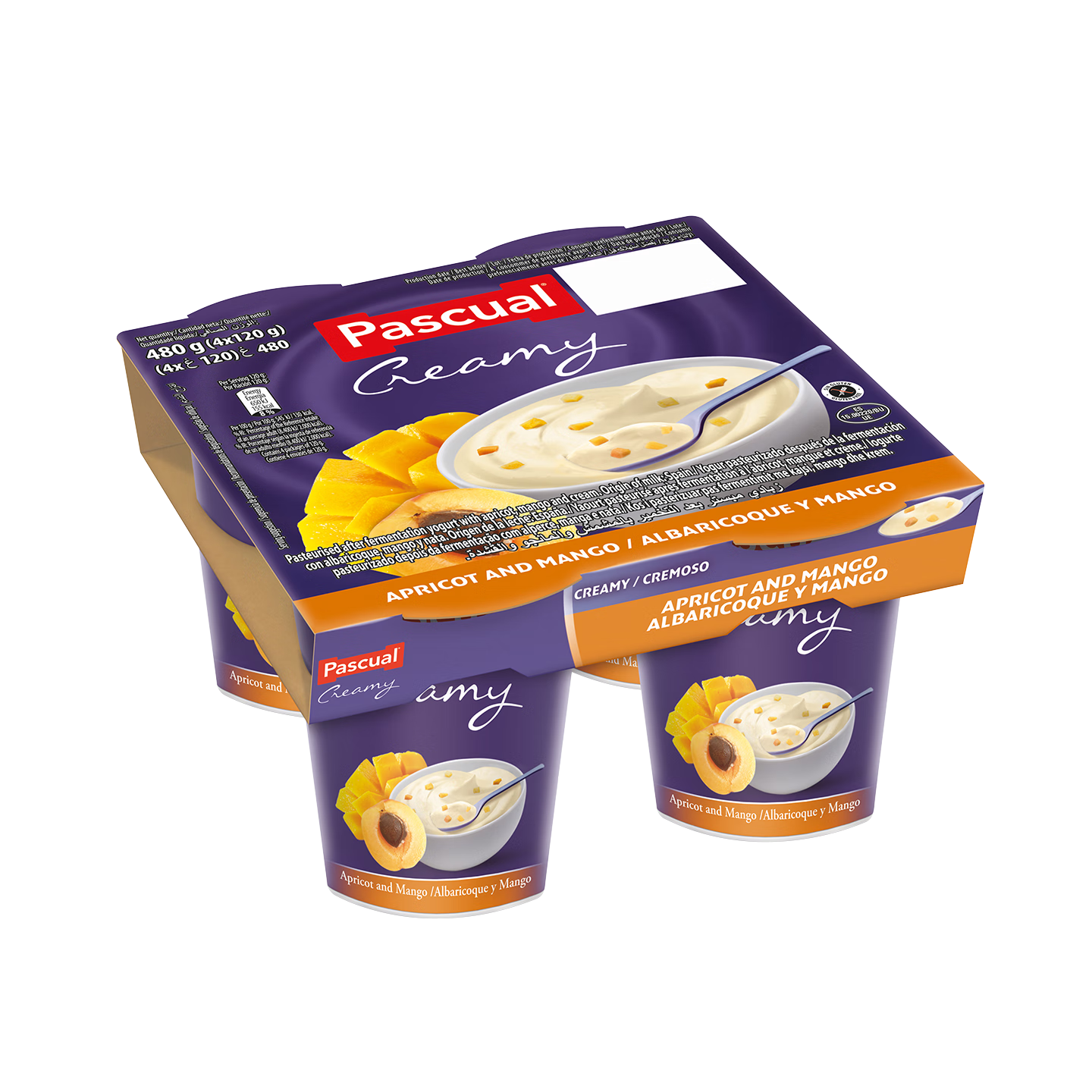 帕斯卡（Pascual）进口酸奶黄桃西番莲味120g*4杯 西班牙进口儿童早餐酸奶