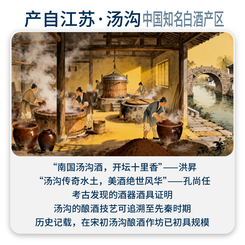 世甄古酿江苏老字号浓香型白酒汤沟酒汤沟大曲纯粮酿造52度固态法五粮酿造 52%vol 500mL 6瓶 汤沟老字号1箱