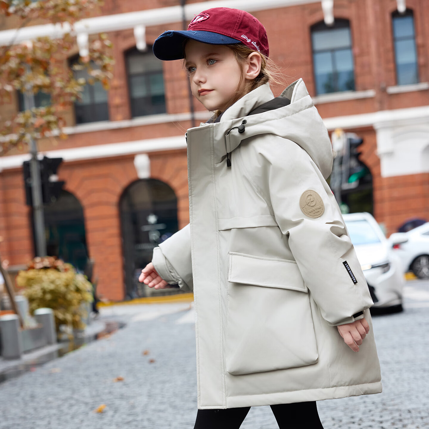 ABC KAIA儿童羽绒服加厚女童2025冬新款洋气中大童男童冲锋衣滑雪服外套潮 川月白色 130