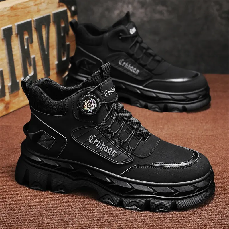 【高档轻奢】秋冬季新款男士潮鞋马丁靴子厚底工装百搭休闲鞋CY 黑色 40