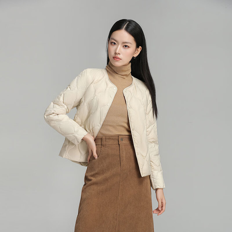 BOBBY BIZZ2025秋冬新款95%白鸭绒无领轻薄羽绒服女内胆女士短款保暖外套 米白色 L (160) 建议110-125斤 京东折扣/优惠券