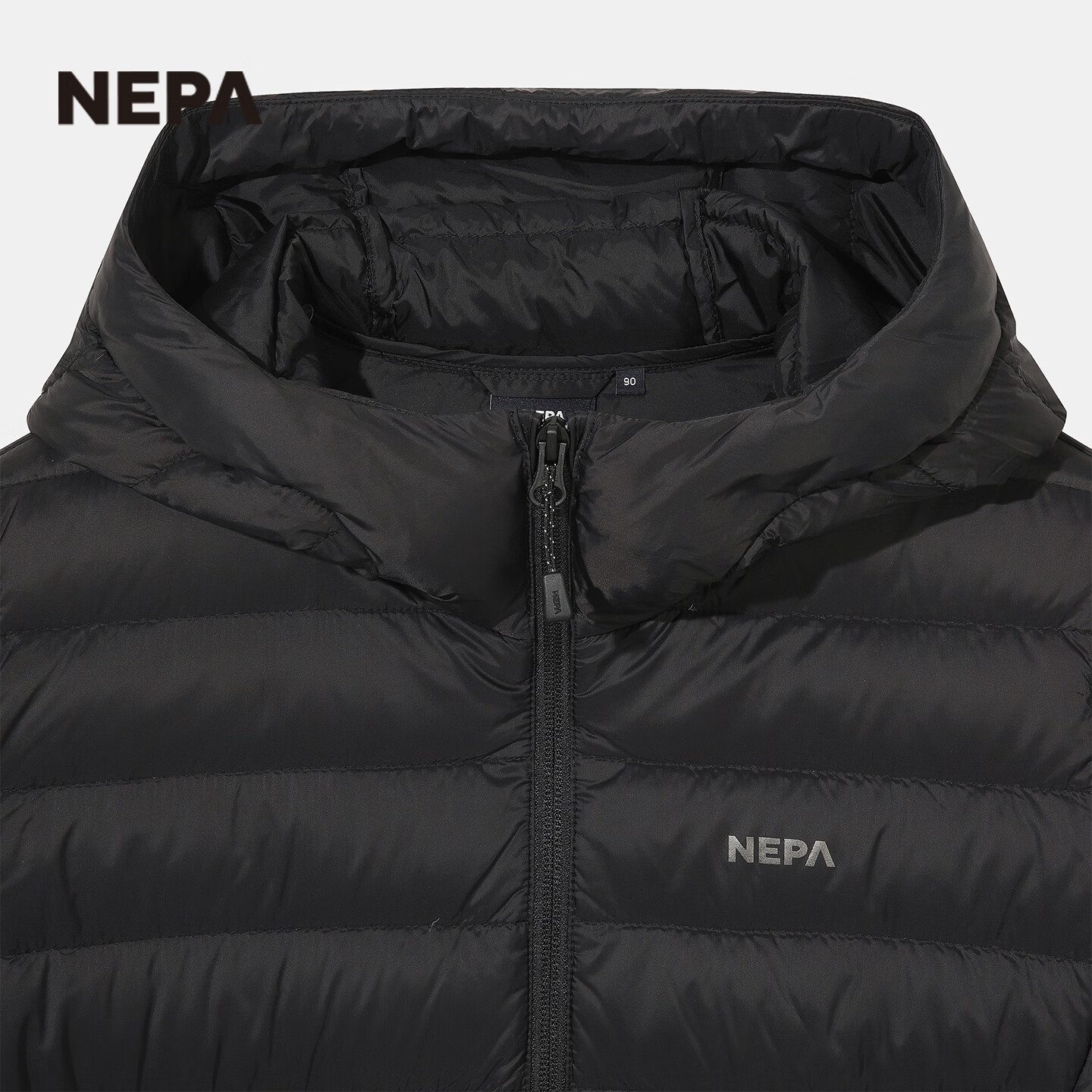 NEPA耐葩韩国进口户外25秋冬女士羽绒服保暖连帽中长款羽绒服7L82023 C01黑色 XS 160/84A （090）