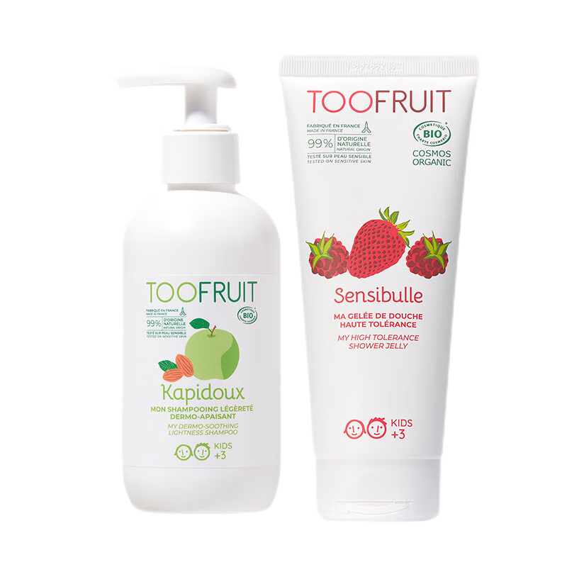 TOOFRUIT法国进口 有机儿童洗发水青少年3-6-12岁去屑止痒头臭无硅油400ml 【超值洗浴套装】洗发水200ml+沐浴露200ml
