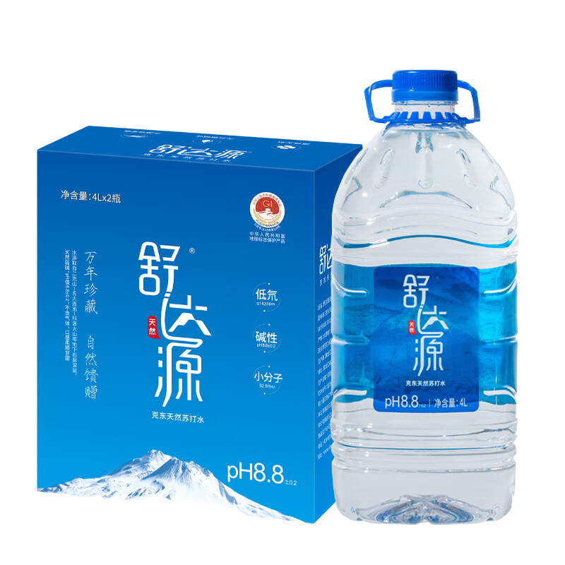 舒达源天然苏打水 弱碱性饮用水 低氘水无添加 4L*2桶 桶装水 整箱泡茶 【桶装家庭款】