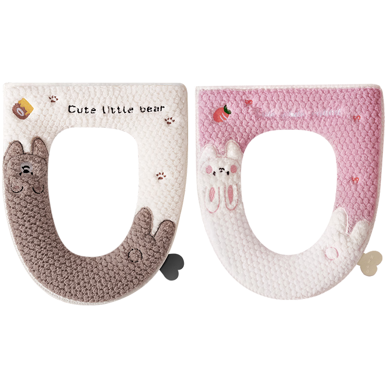 Creative art马桶垫秋冬保暖加厚加绒垫圈可水洗马桶圈垫冬天坐便套拉链款通用