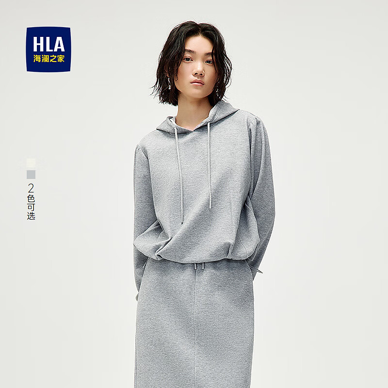 HLA海澜之家卫衣女装春季时尚连帽宽松慵懒长袖女 中灰Y3 M 160/84A 建议100-115斤