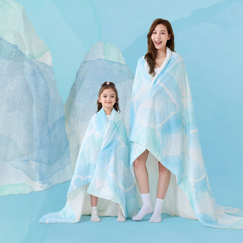 匹魯兒童夏涼被薄款幼兒園專用子寶寶涼感小被子新生嬰兒空調(diào)被 藍(lán)色氣泡-冰川被 120x150cm