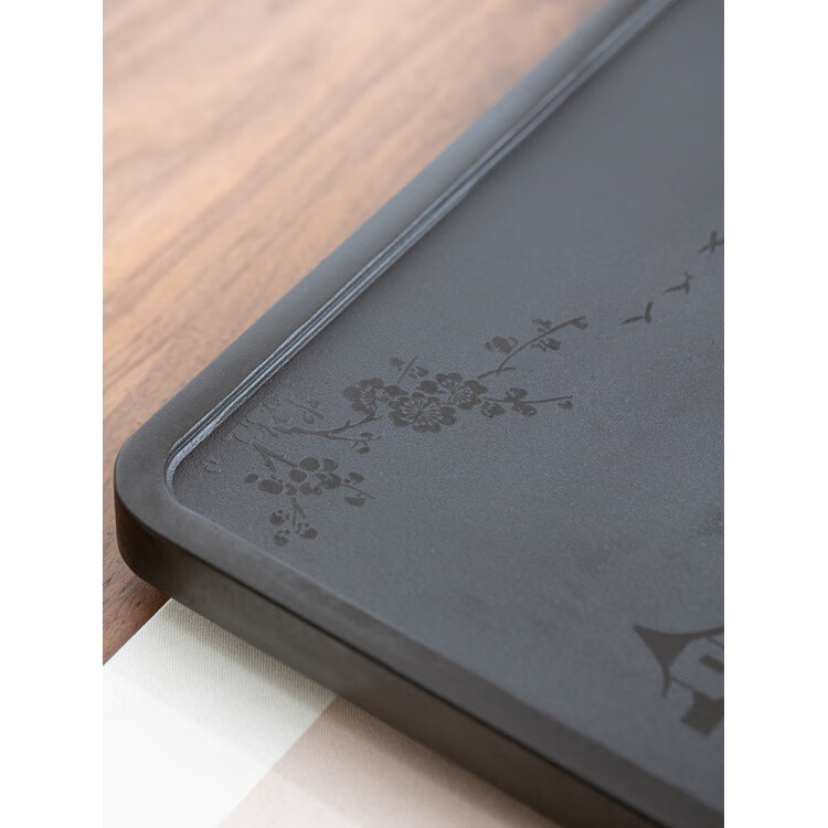 希格鲨天然乌金石茶盘家用简约现代商用整块单盘黑石头茶台石盘茶海 忆江南120*60*3cm