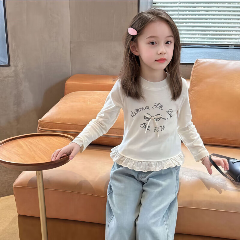 С�����ɶ�ͯ�＾����T��Ůͯ�����ᴿɫ����� �����ɰ���˿������������ ��ɫ 150 cm