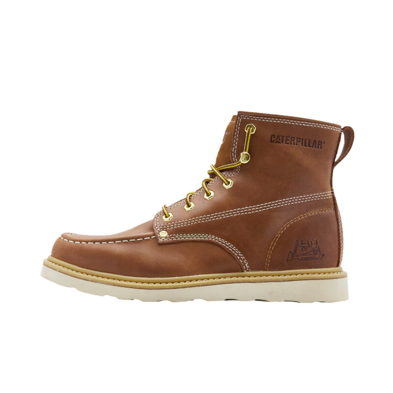 卡特（CAT）新款男鞋复古单鞋户外时尚休闲潮流百搭高帮工装靴 棕色 39