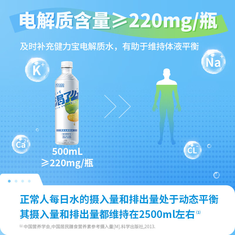 健力宝【1号会员店特供】渴了么电解质水0糖0脂饮料青柑味500ml*15瓶