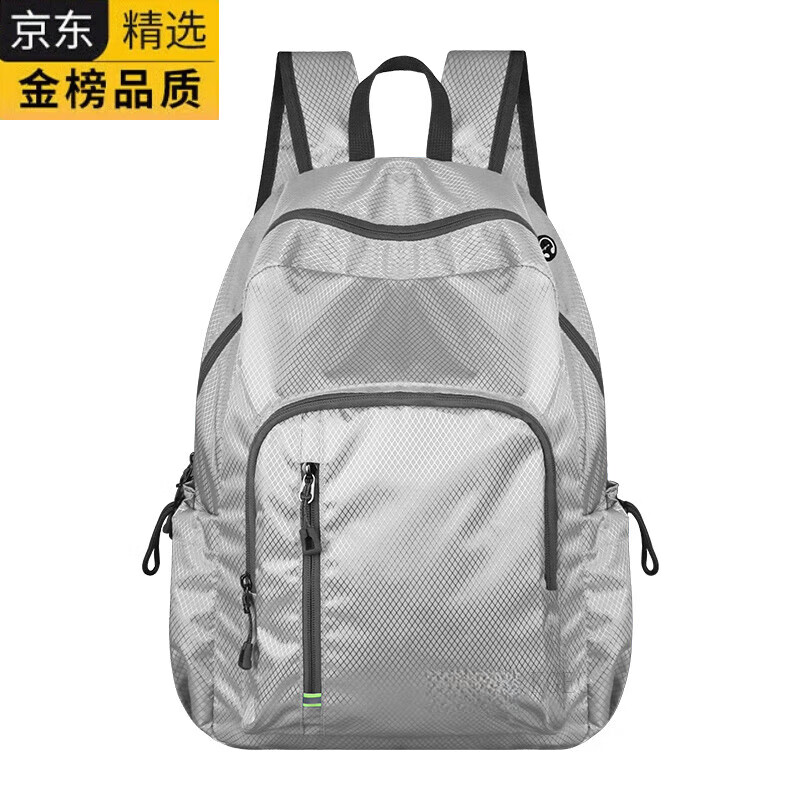 KGEG日本进口名牌超轻薄可折叠皮肤包双肩包男女户外防泼水旅游徒步登 银灰色小号