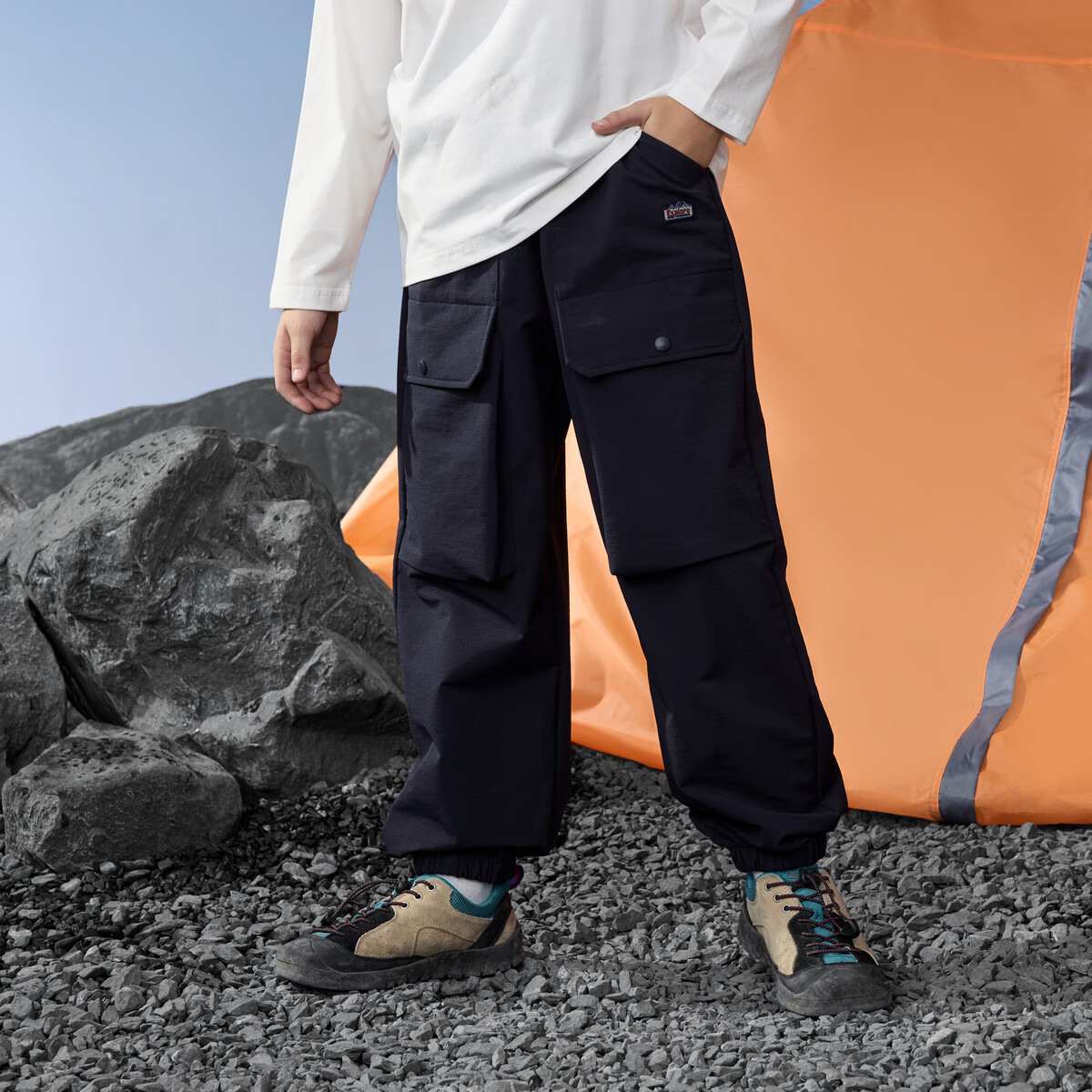 马骑顿(MQD)男童25秋新款户外露营登山工装裤宽松束脚裤休闲裤 藏青 150