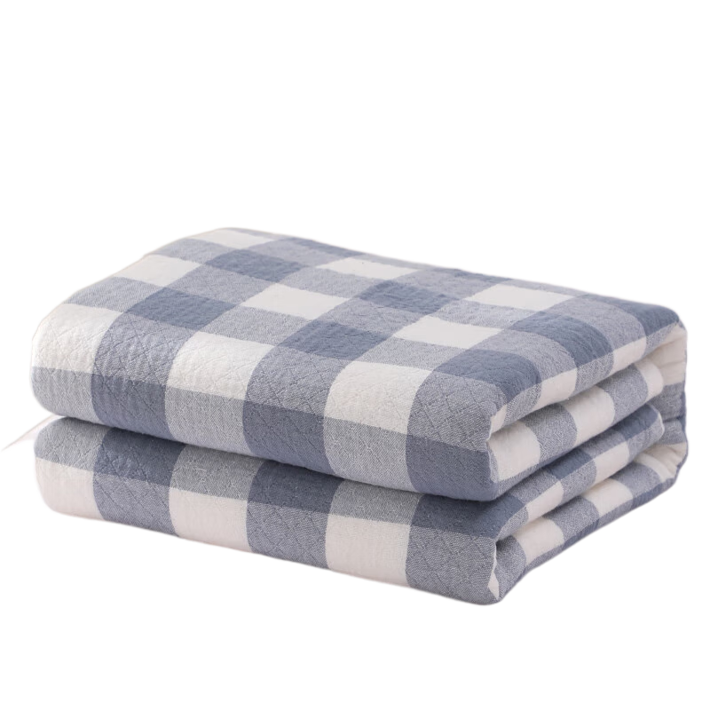 沐凡（mufan）毛巾被純棉夏季全棉加厚毛巾毯兒童學(xué)生午睡毯透氣辦公室空調蓋毯 歐格藍色 150*200cm