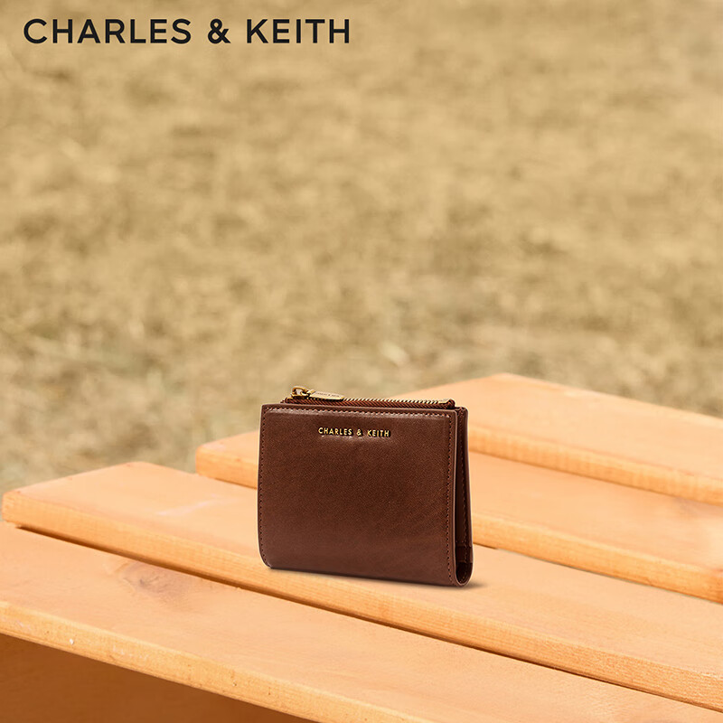 CHARLES&KEITH质感纯色包包女包多卡位短款钱包女士生日女神节礼物CK6-10680907 Chocolate巧克力色 XXS