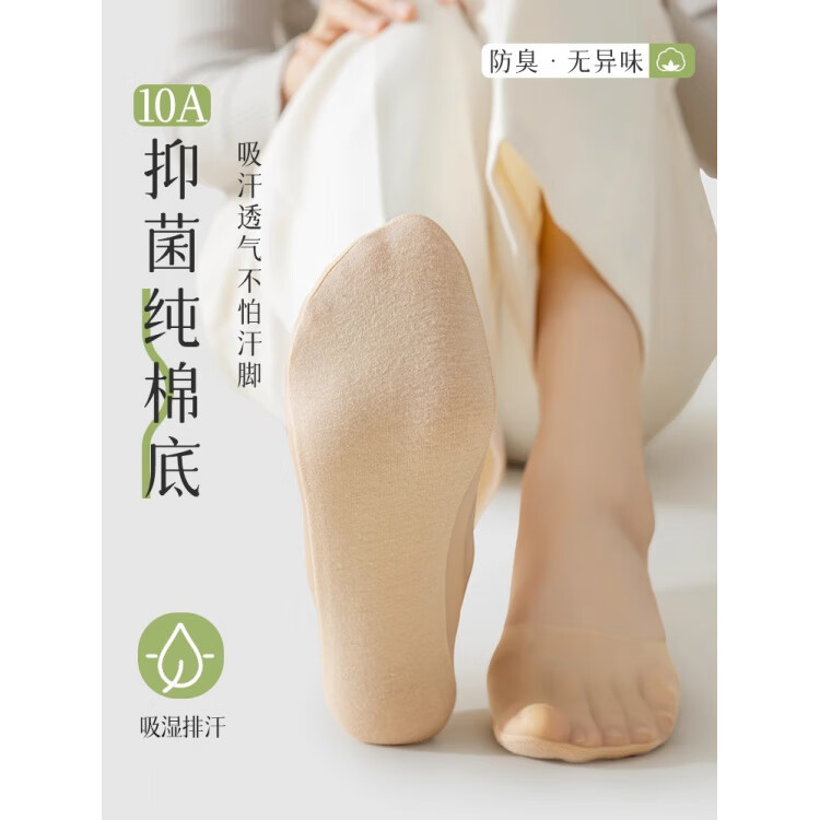 2025新款女式薄棉冰丝船袜防滑浅口隐形 【3双】黑色+肤色+浅粉