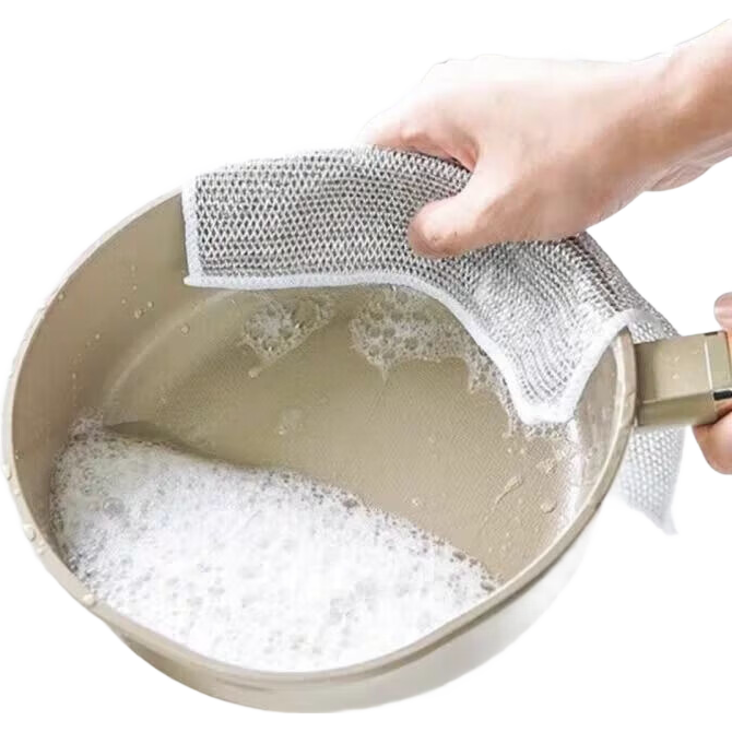 钢丝洗碗布加厚毛巾面巾银丝球抹布专用刷碗锅清洁厨房神器银丝布 去油污好用多用途清洁银丝布 10条 2.29元(需领券)