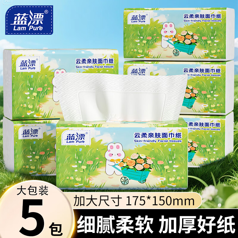 先领9-3补贴卷 6.99元 蓝漂 大包抽纸 480张*5包 - 特价的