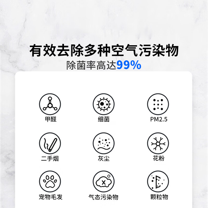 冰尊（BENSHION）空气净化器家用除甲醛除菌99%负离子2260万童锁宠物吸毛除PM2.5除粉尘静音P5 机器标配