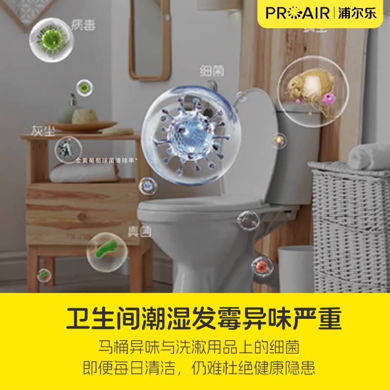 浦尔乐厨房卫生间壁挂空气净化器净化BOX等离子消杀除菌防霉双涡轮大吸力净味换新 厨卫款【绿色】