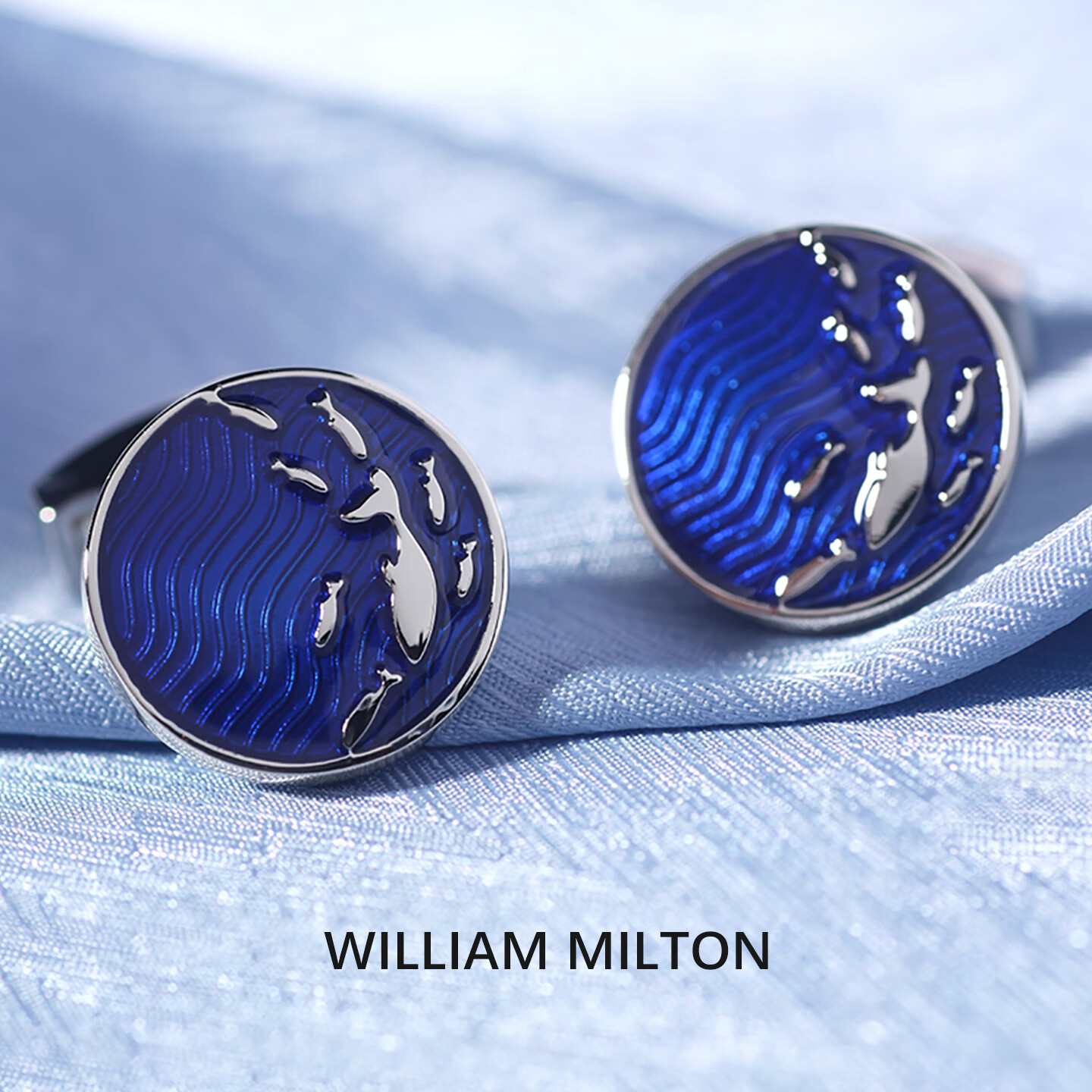 WILLIAM MILTON男士深海珐琅浮雕袖扣高端袖口钉定制礼物礼盒 海洋之吻