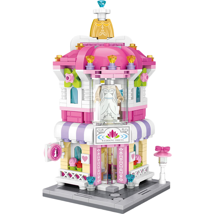 俐智loz迷你小顆粒拼裝玩具益智男女孩摩天輪機(jī)街景房子 婚紗店