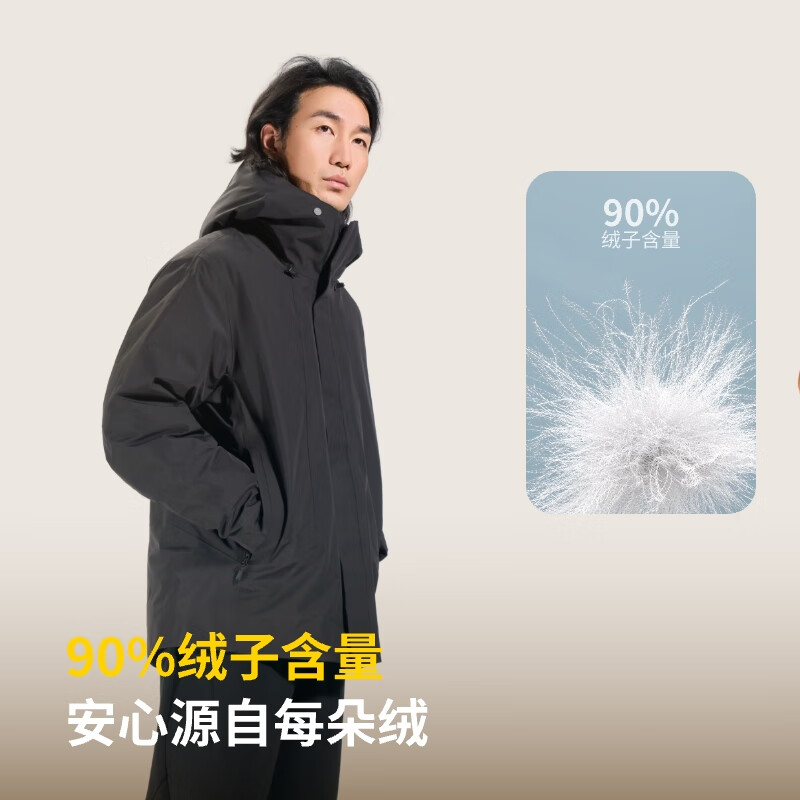 ABOUT MYTH 羽绒服男士外套【冲锋衣】90绒外套 加厚连帽户外防风 经典黑 XL 175-180cm/150-170斤