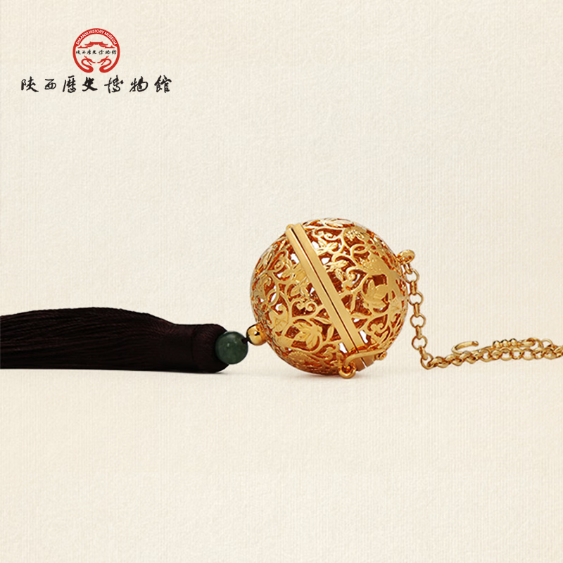 陕西歴史博物館陕历博唐葡萄花鸟纹香囊文创汉服挂件镂空车载挂饰商务礼物伴手礼 葡萄花鸟纹香囊（不带支架）