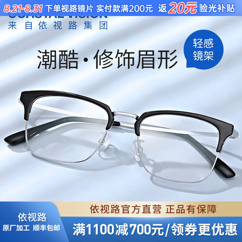 ����·��ESSILOR�� �꾧ϵ�и�����ĥ��������ӳ�����Ƭרҵ������۾�����Ů���� ����Ʒ������-ü��-2070SV-��ɫ ����+����·Ĥ��������1.56��Ƭ