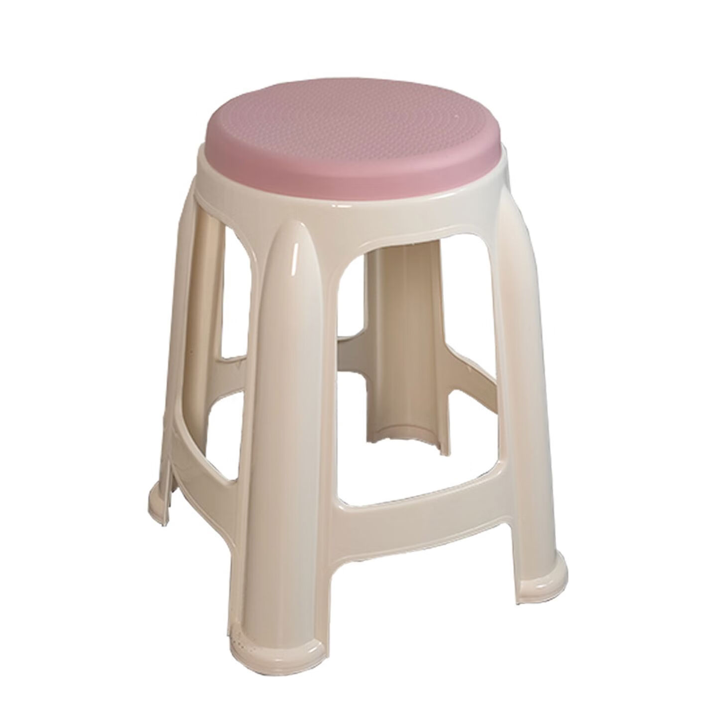 山头林村塑料凳子家用加厚北欧风彩色圆凳防滑客厅熟胶简约高凳可叠 北欧风圆凳卡其色-2单个装