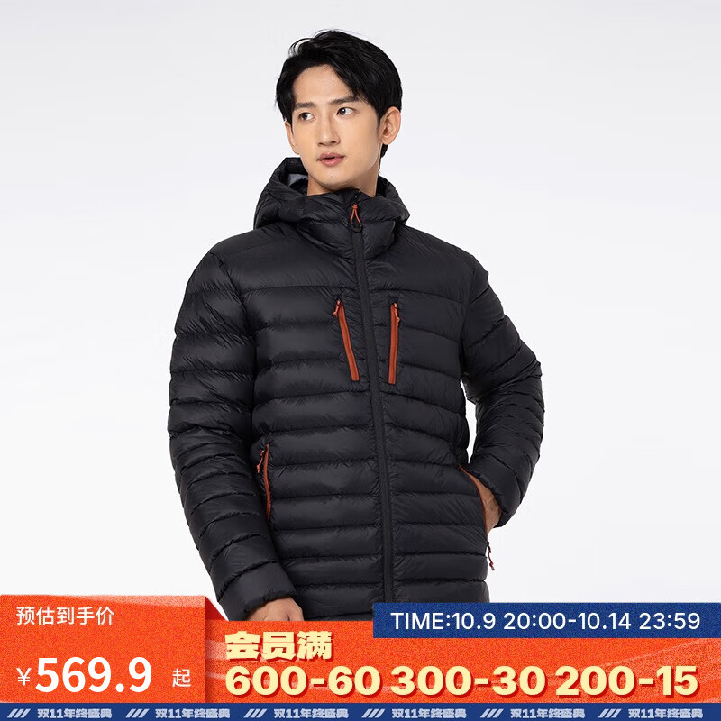 迪卡侬（DECATHLON）男女羽绒服内胆加厚连帽保暖常规款外套面包服轻薄羽绒服TREK500 男款-黑色 L
