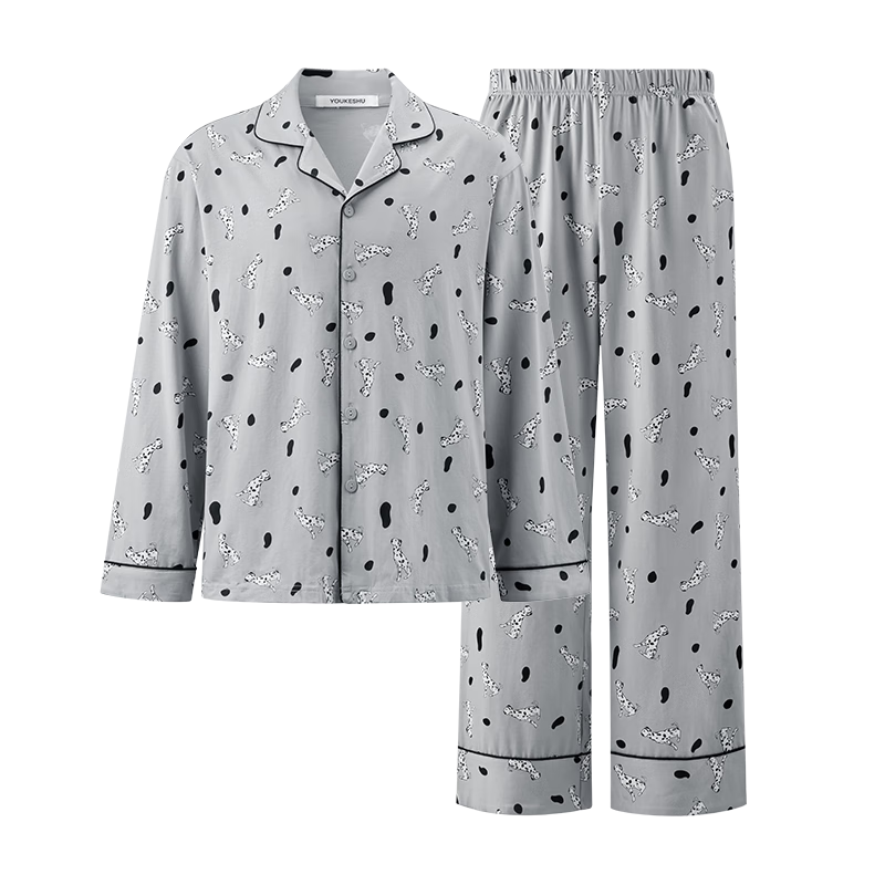 有棵树【成毅同款】男士睡衣男纯棉7A抗菌长袖2025新款情侣家居服套装女