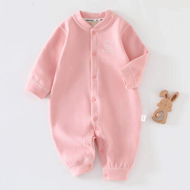 温小影宝宝秋冬新款温变连体衣婴儿无骨长袖爬服新生儿加厚保暖安阳童装 米色温感连体保暖 59cm (5-10斤合适)