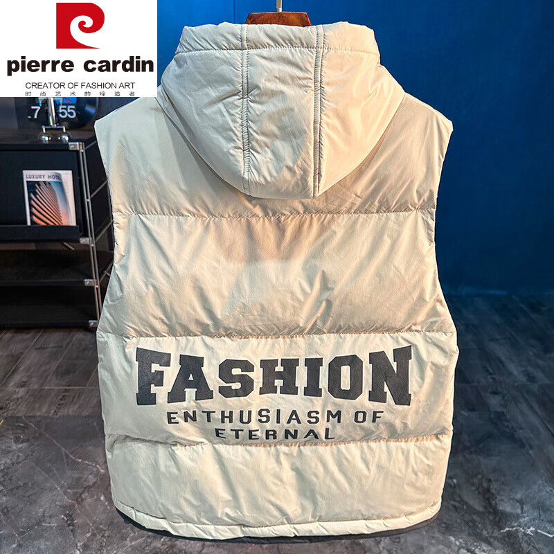 皮尔卡丹（pierre cardin）2025新款高端外穿秋冬款男宽松加厚保暖背心休闲百搭羽绒服棉马甲 卡其色 L 110-130斤穿
