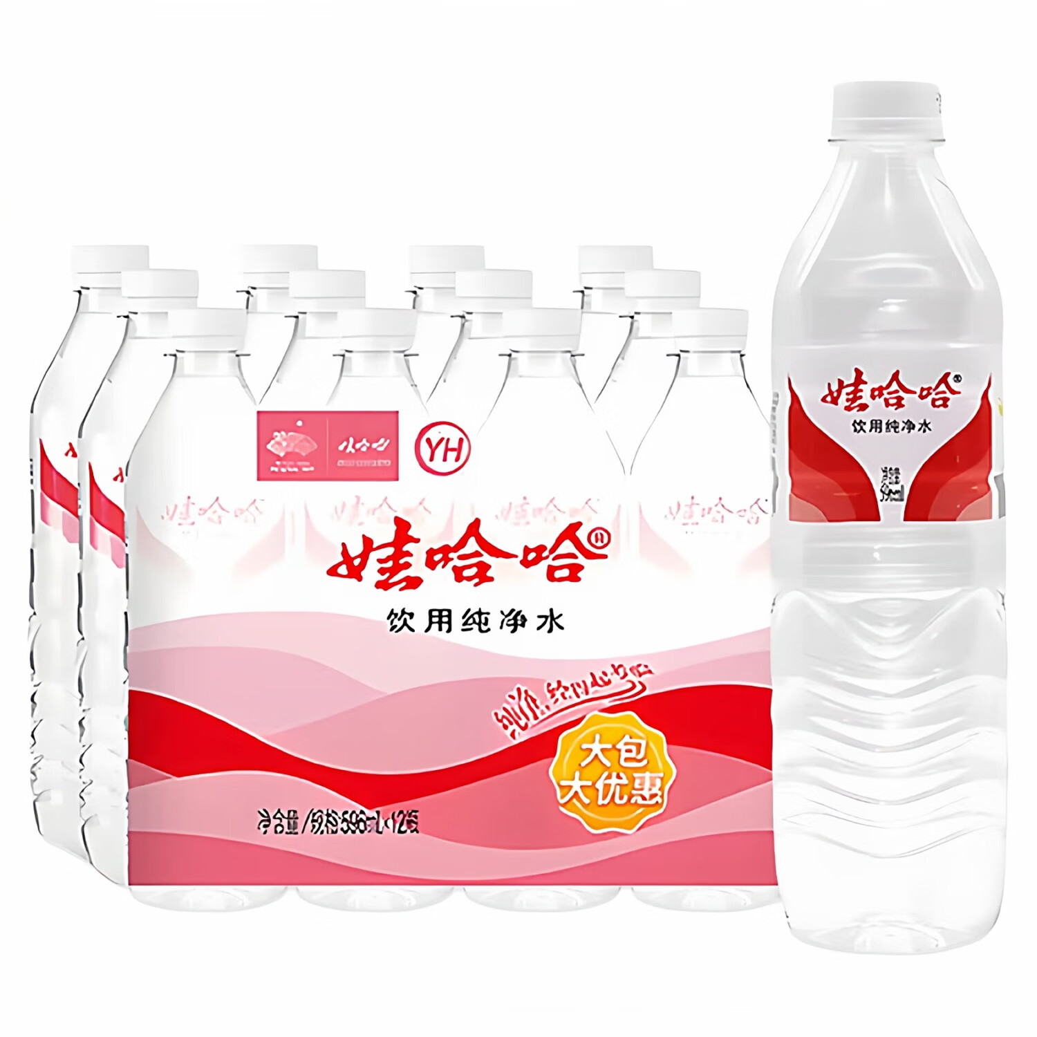娃哈哈纯净水596ml*24瓶整箱娃哈哈晶钻水饮用水大瓶办公室纯净水12瓶 娃哈哈饮用水596ml*12瓶【塑膜】