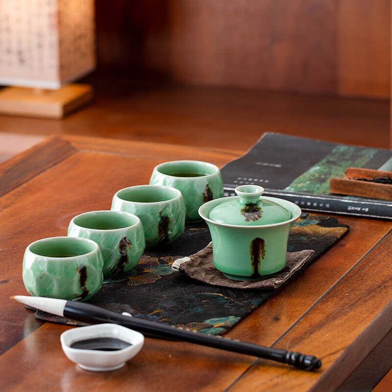 上新了文创 故宫茶具套装 整套高档茶杯陶瓷工夫茶盖碗套组礼盒 点石成金