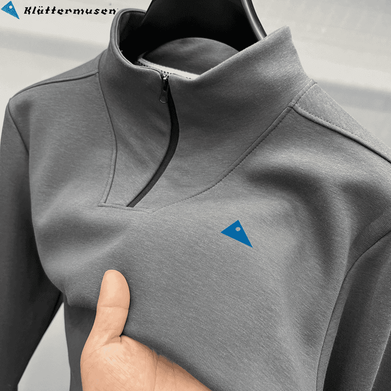 KLATTERMUSEN攀山鼠秋季長袖T恤套頭衛(wèi)衣男款運動戶外半拉鏈休閑上衣 深灰色 L
