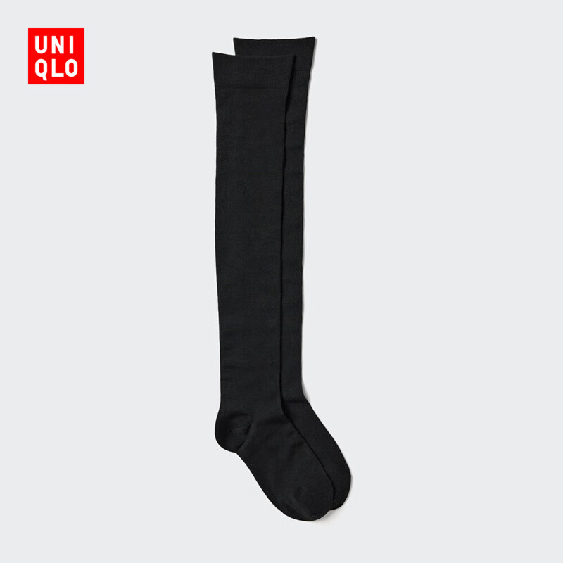 优衣库女装HEATTECH高筒袜/袜子25秋冬新款480734 09 黑色 S /M/23～25 cm