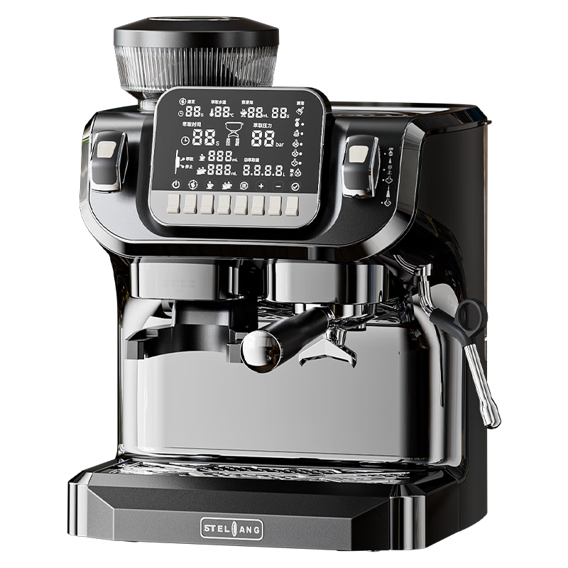 雪特朗（STELANG）【新年禮物】ST-520咖啡機(jī)家用雙系統(tǒng) 雙鍋爐 雙水泵意式全半自動(dòng)研磨一體機(jī)蒸汽可調(diào)騎士灰
