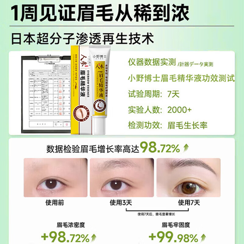 X.Y.B.S眉毛浓密增长液男女士快速生长营养医用级进口浓眉重度修复养护 单支装30g(体验装)