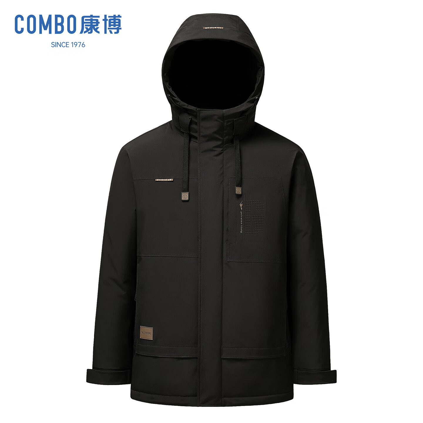 康博2025冬新款连帽男90鸭绒羽绒服时尚百搭短款 黑色 XL