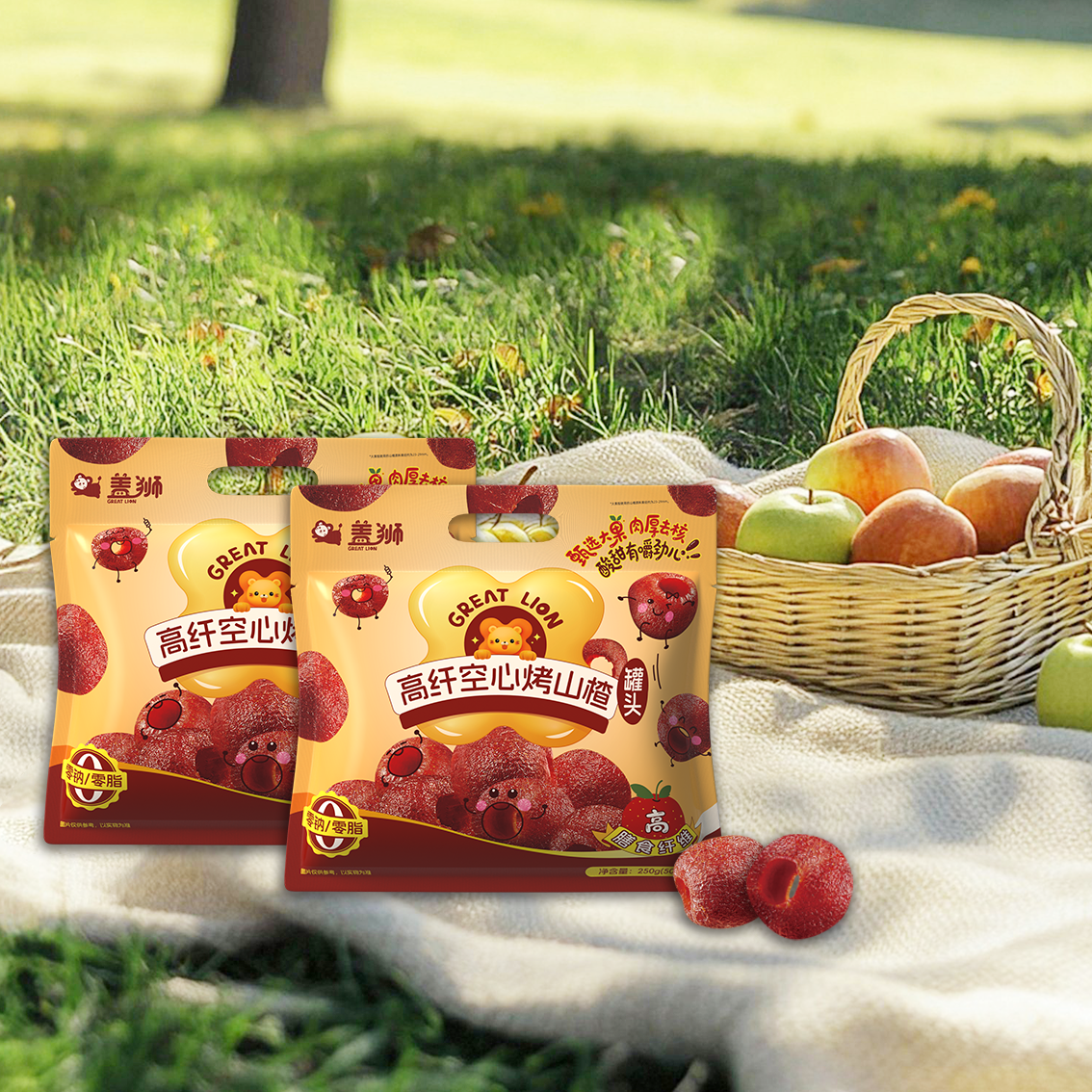 盖狮高纤空心烤山楂 无添加休闲零食独立包装无核小火烘烤山楂 【零嘴组合】板栗仁+烤山楂 250g 2袋