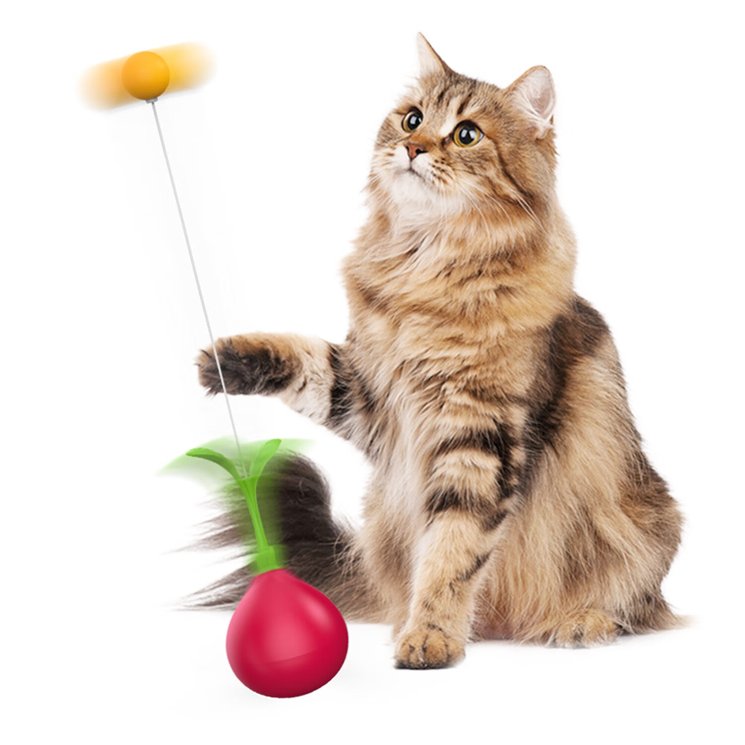 TOGEX宠物猫咪自嗨漏食球玩具长杆逗猫棒磨牙耐咬不倒翁解闷小猫用品 樱桃萝卜-红色 京东折扣/优惠券