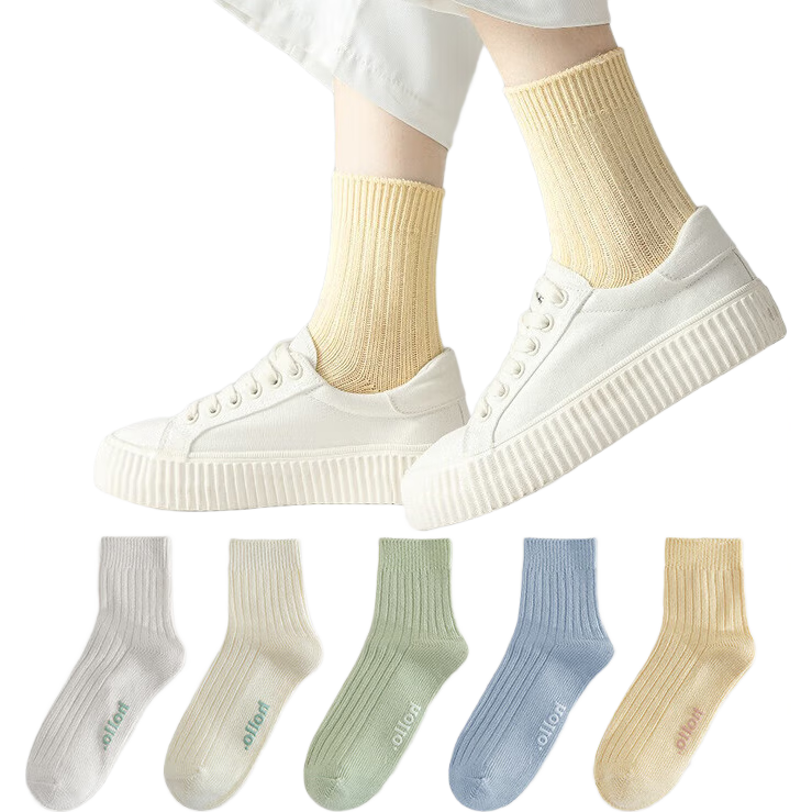 【马卡龙色系】袜子女糖果色四季款袜子女士亲肤中筒袜 颜色随机发 3双