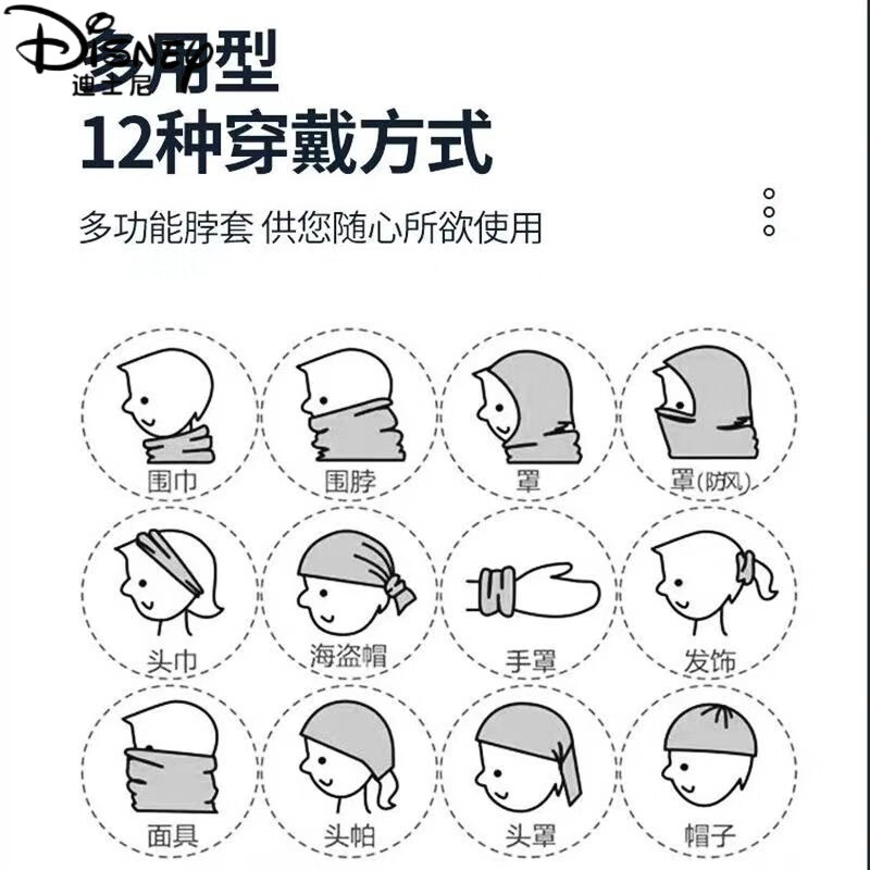 迪士尼（Disney）A类纯棉宝宝围脖儿童新款脖套男小孩秋冬套头婴儿围巾防风保暖女 活动【2条组合】灰底小星星+蓝白小极熊 适合【0-12岁】宝宝A类无骨围脖