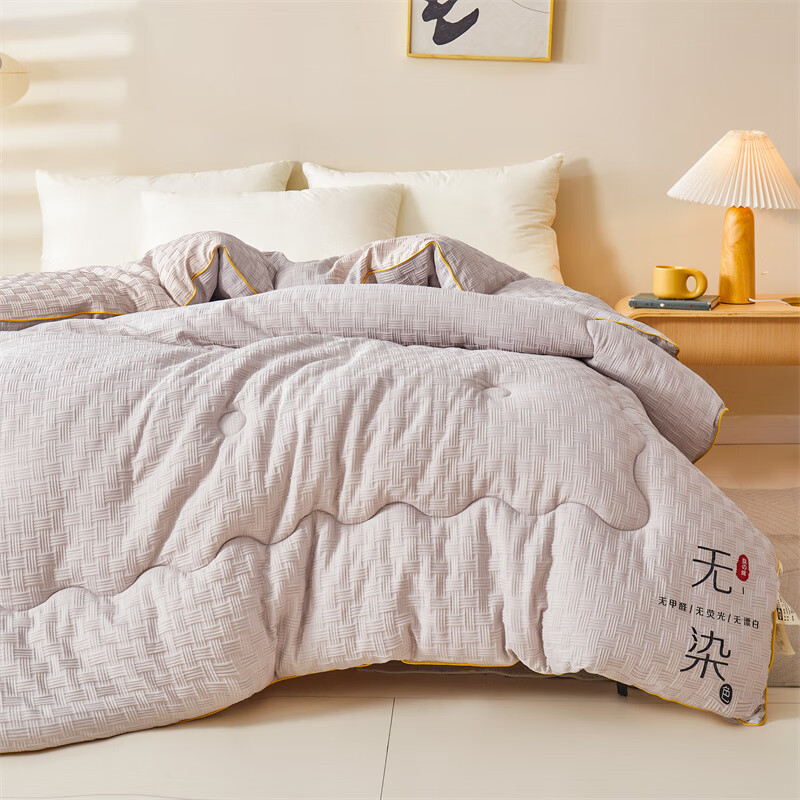 恒源祥蚕丝被100桑蚕丝加厚10斤冬被春秋被8斤棉被空调被二合一子母被芯 无染 月影灰 220x240cm 4+【8斤冬被】子母被