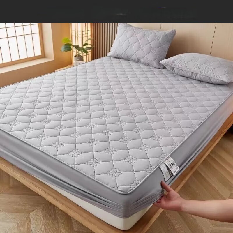 百麗絲家紡a類(lèi)夾棉床笠加厚床罩席夢(mèng)思床墊保護(hù)套全包防塵防滑 經(jīng)典灰【夾棉床笠+升級(jí)版防螨】 單件夾棉床笠【A類(lèi)母嬰 90cm*200cm