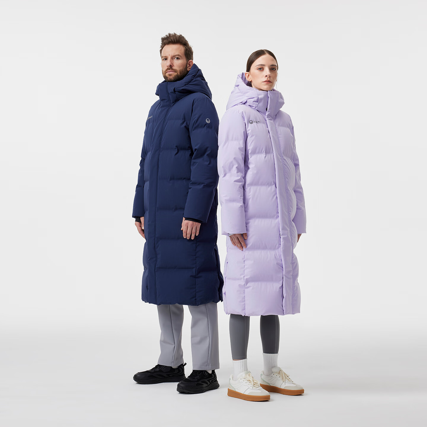 HALTI哈尔迪【明星同款】羽绒服男女中长款鹅绒冬季户外运动连帽 雾粉色-708S XL 180/96A